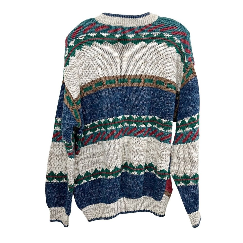 Vintage Croft & Barrow Men's Aztec‎ Print Knit Sweater Retro 90s - Size Large - Picture 2 of 6